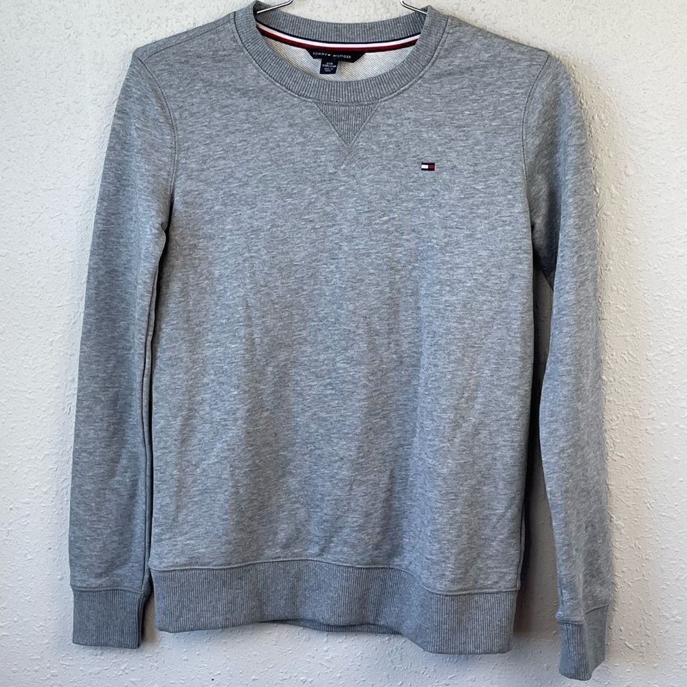 EUC Tommy Hilfiger Womens Gray Crew Neck Sweatshirt Size XXS